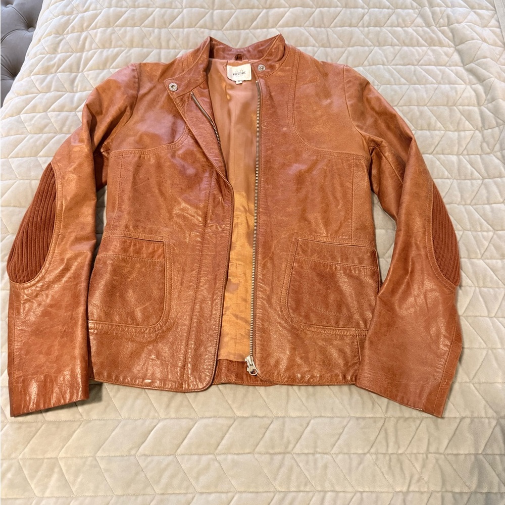 Prune Tan Leather Jacket